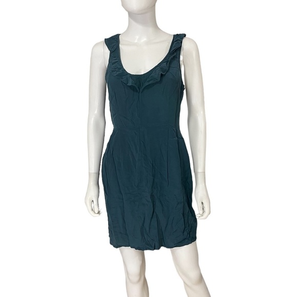 Kimchi Blue Teal Ruffle Silk Cutout Dress - Picture 3 of 10